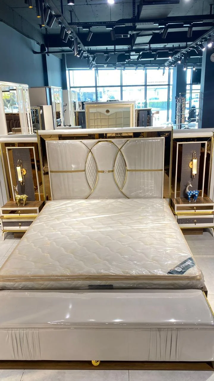 Modern White & Gold Bedroom Set - Bakhtyar Furniture