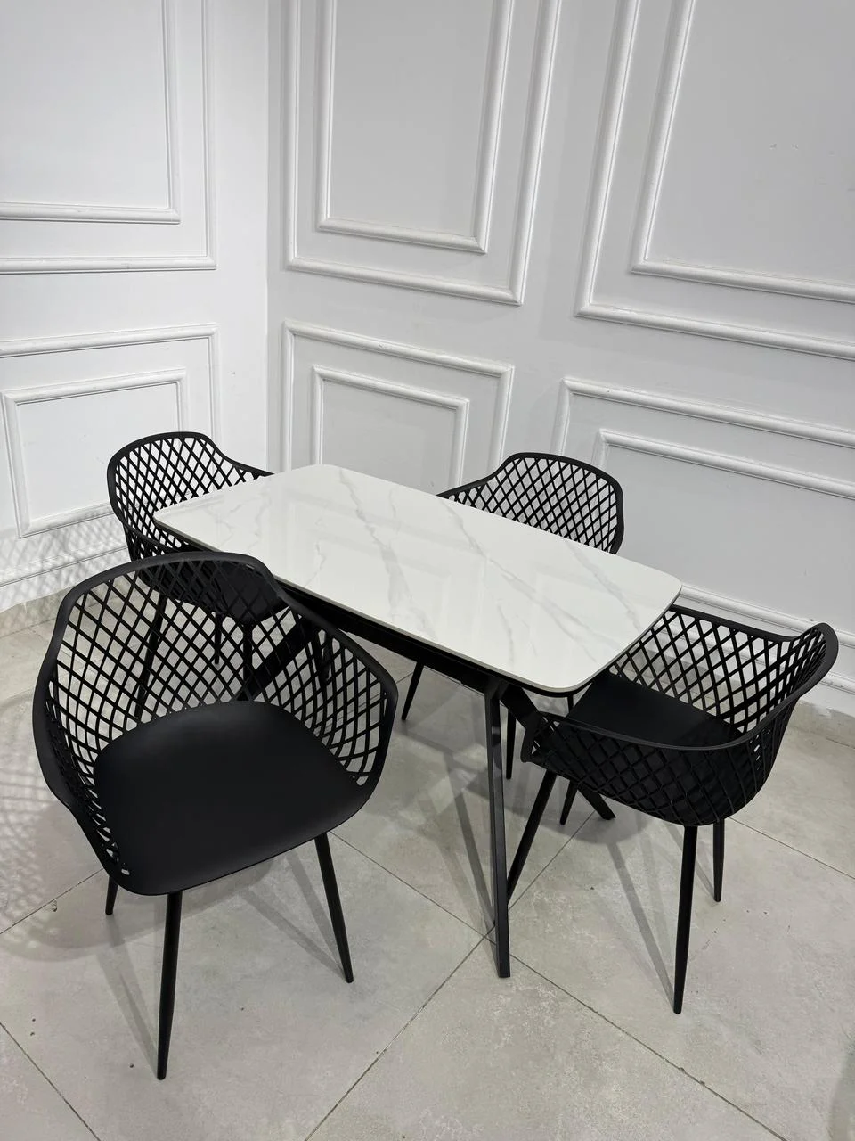 Modern Marble Dining Table & Chairs - Bakhtyar Furniture