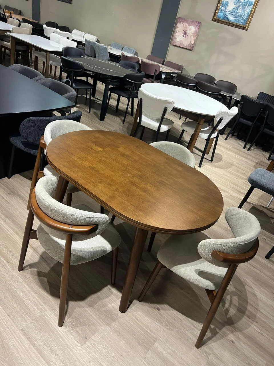 Solid Walnut Oval Dining Table & Chairs - Bakhtyar Furniture