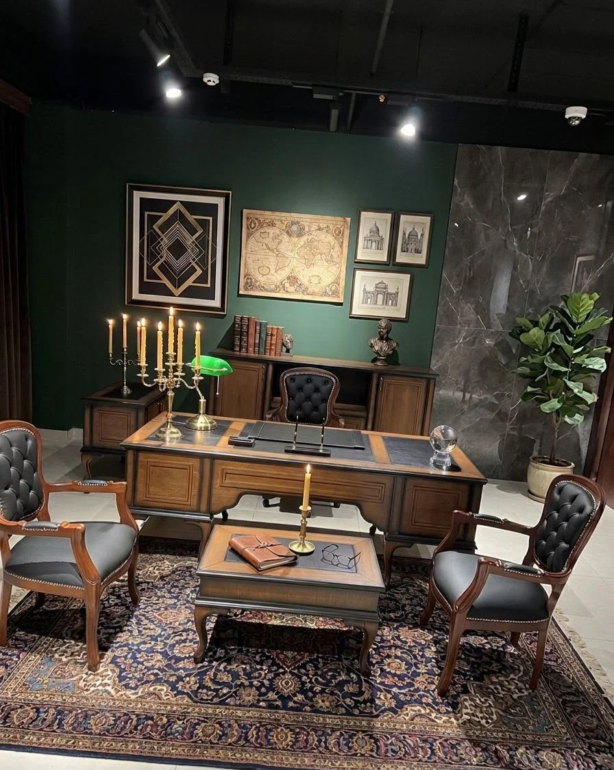 سێتی ئۆفیسی کلاسیکی شاهانەی دەستکرد - Bakhtyar Furniture
